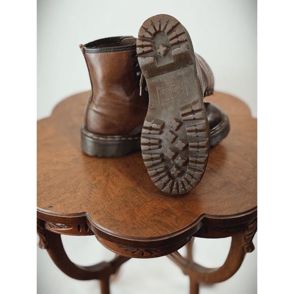 MIE Dr. Marten's Combat Boots - Brown Leather ENGLAND UK 4 US L 6 #0020 - Picture 7 of 7